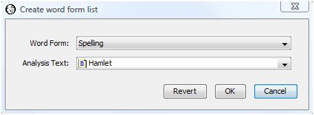 Create word form list dialog