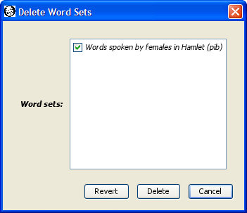 Delete word sets dialog