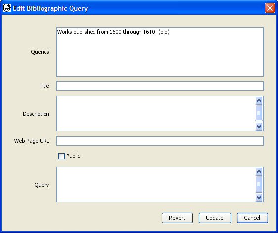 Edit saved bibliographic query