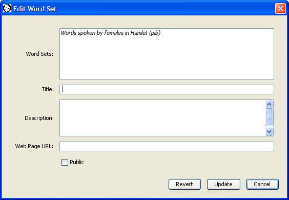 Edit word set dialog