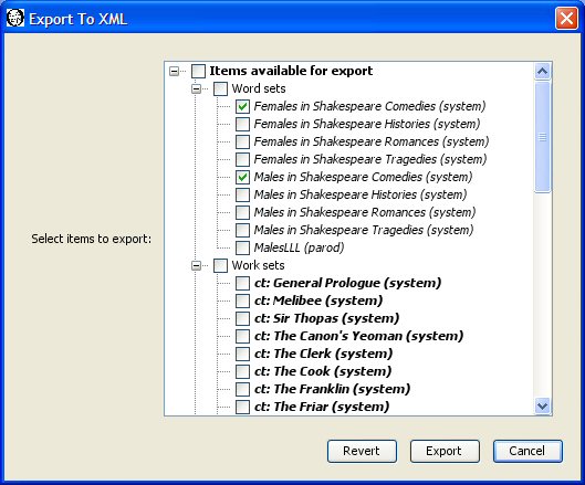 Export dialog